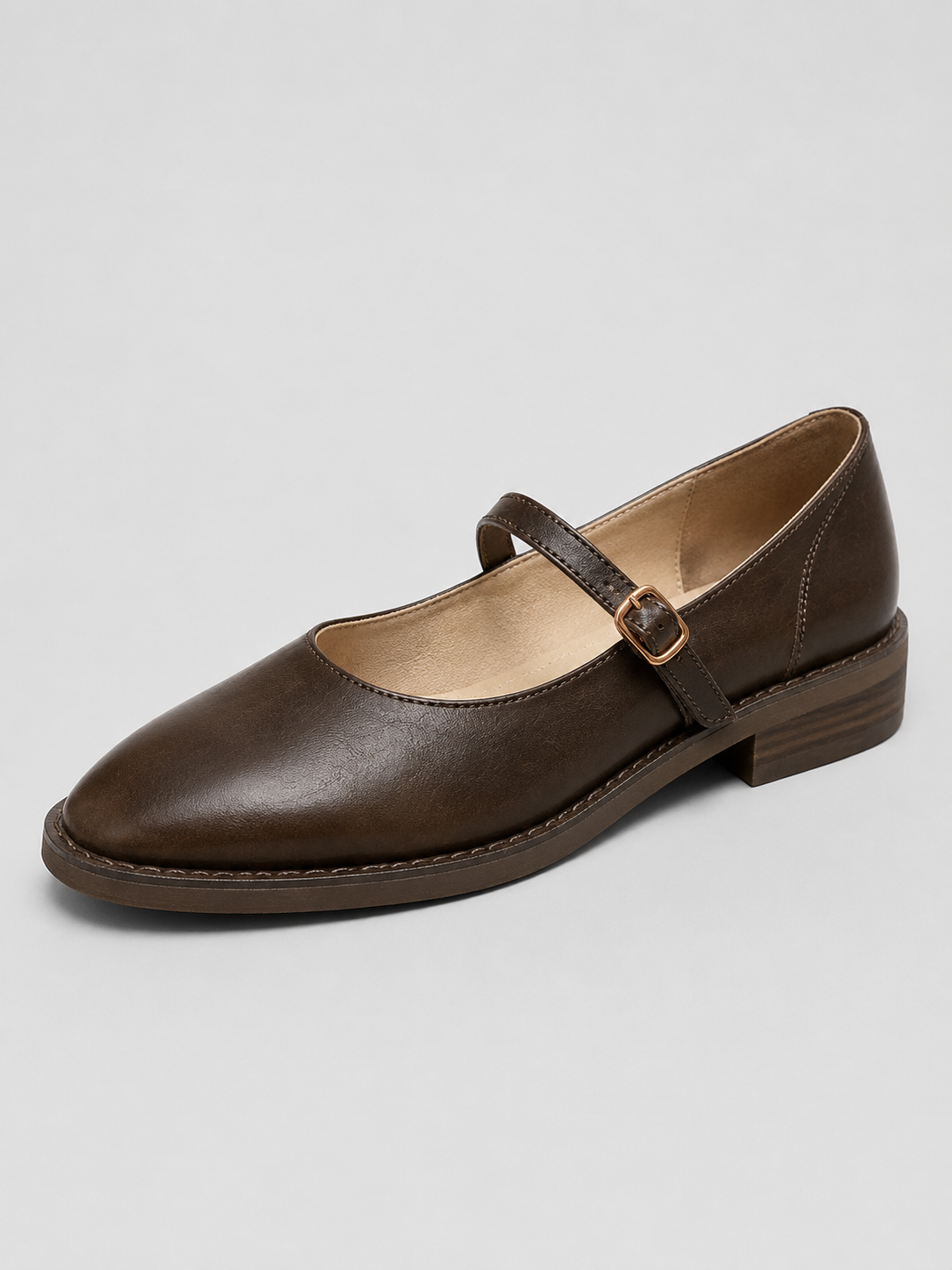 women's brown dress shoes low heel Mary Jane Flats with – Stilenza day for little feet Color:Chambray Emerald Green Black Tie coffee brown