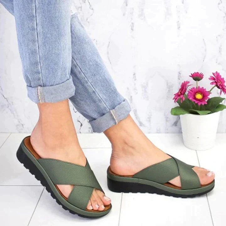 Women’s Sandals Cross Strap Wedge for Summer-footwear > sandals-Stilenza-Green-35-Stilenza