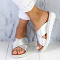 Women’s Sandals Cross Strap Wedge for Summer-footwear > sandals-Stilenza-Silver-35-Stilenza