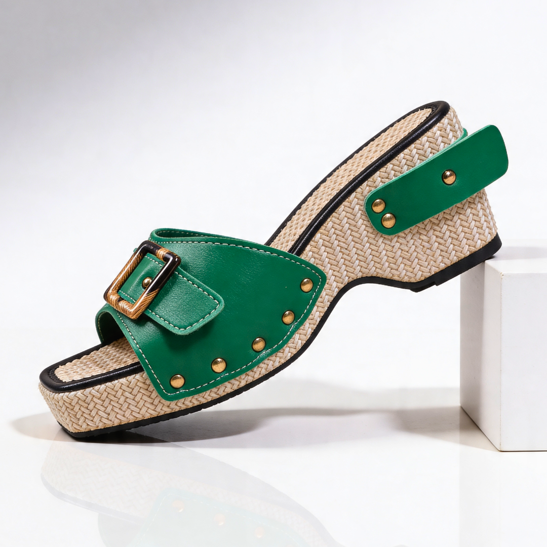 Women’s Sandals Open Toe Wedge with Buckle-Stilenza-Green-35-Stilenza