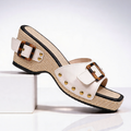 Women’s Sandals Open Toe Wedge with Buckle-Stilenza-White-35-Stilenza