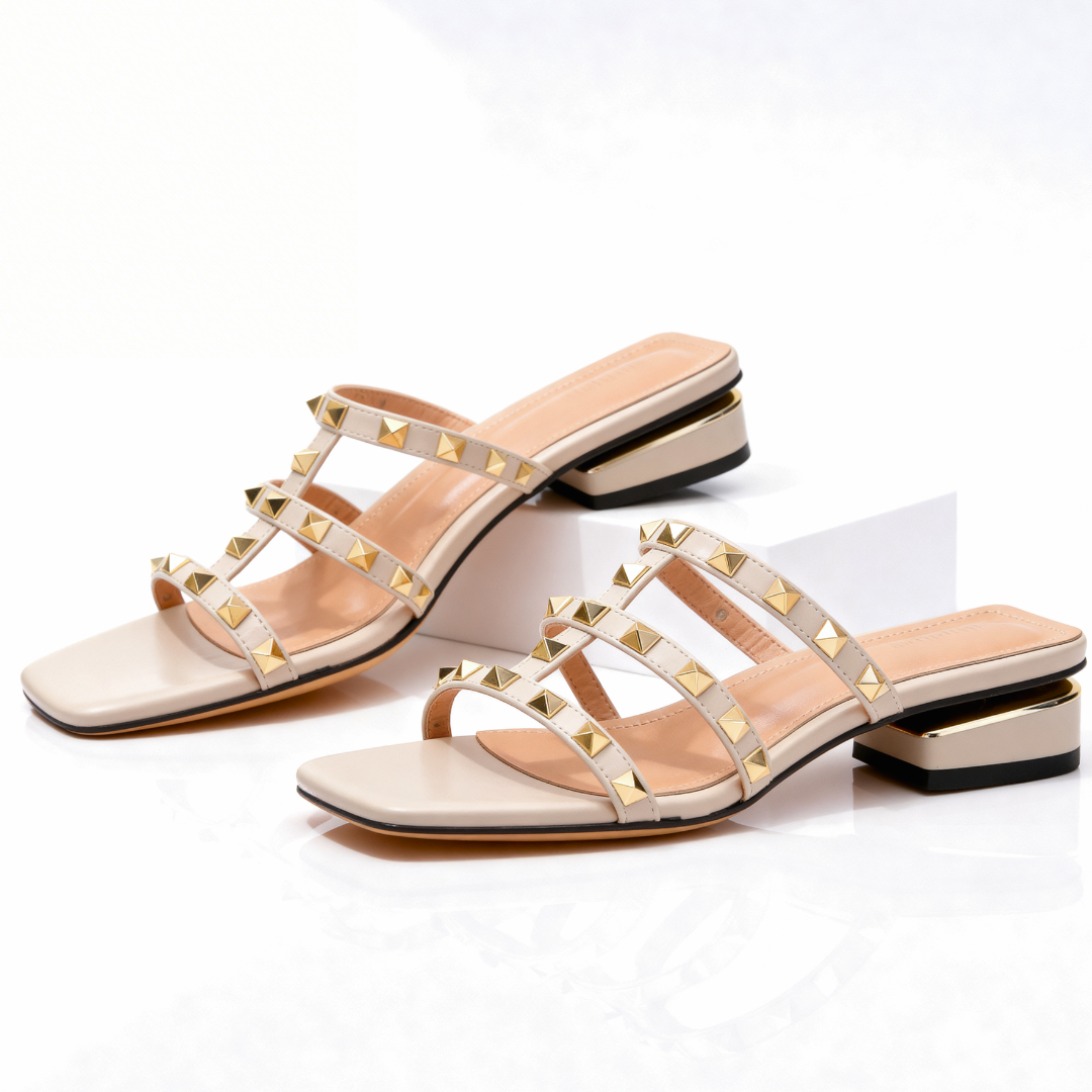 Women’s Sandals Studded Block Heel Slip On-Stilenza-Stilenza