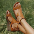 Women’s Strappy Wedge Sandals Open Toe-Sandalen & Hausschuhe-Stilenza-Brown-36-Stilenza