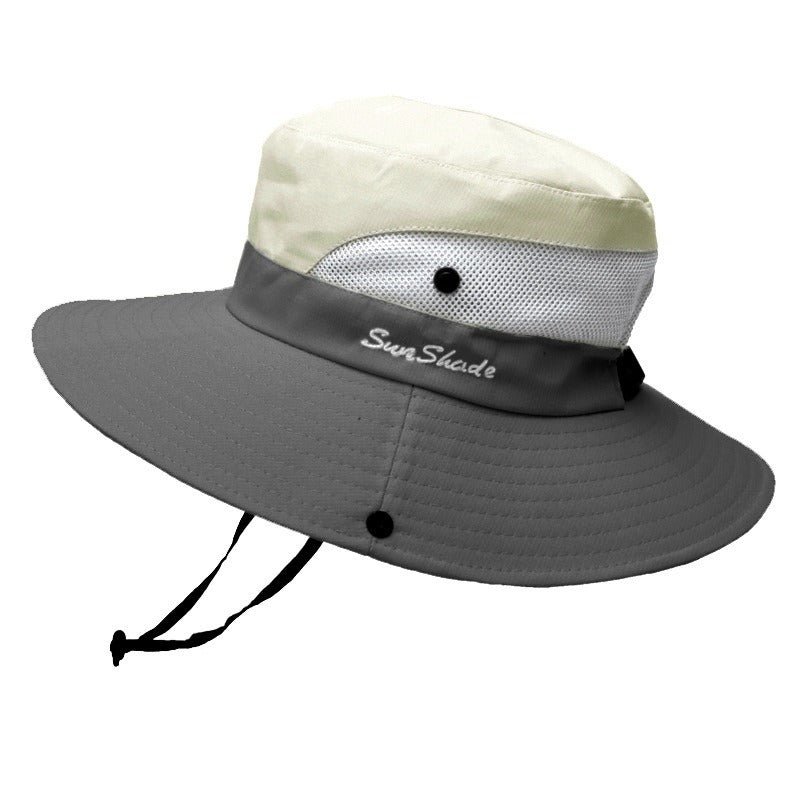 Women’s Sun Hat Wide Brim with Chin Strap-Stilenza-Beige-One size-Stilenza