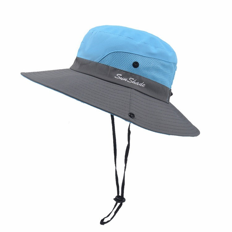 Women’s Sun Hat Wide Brim with Chin Strap-Stilenza-Blue-One size-Stilenza