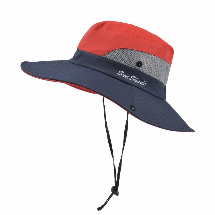 Women’s Sun Hat Wide Brim with Chin Strap-Stilenza-Red-One size-Stilenza
