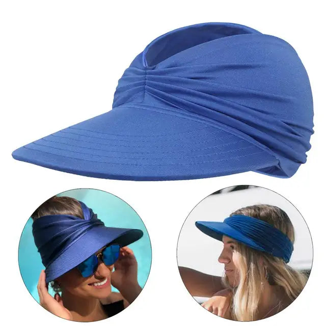 Women’s Sun Visor Hat with Wide Brim-Stilenza-Blue-Stilenza