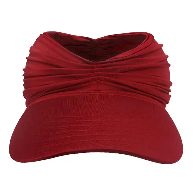 Women’s Sun Visor Hat with Wide Brim-Stilenza-Burgundy-Stilenza