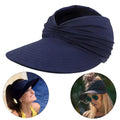 Women’s Sun Visor Hat with Wide Brim-Stilenza-Navy Blue-Stilenza