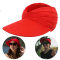 Women’s Sun Visor Hat with Wide Brim-Stilenza-Red-Stilenza