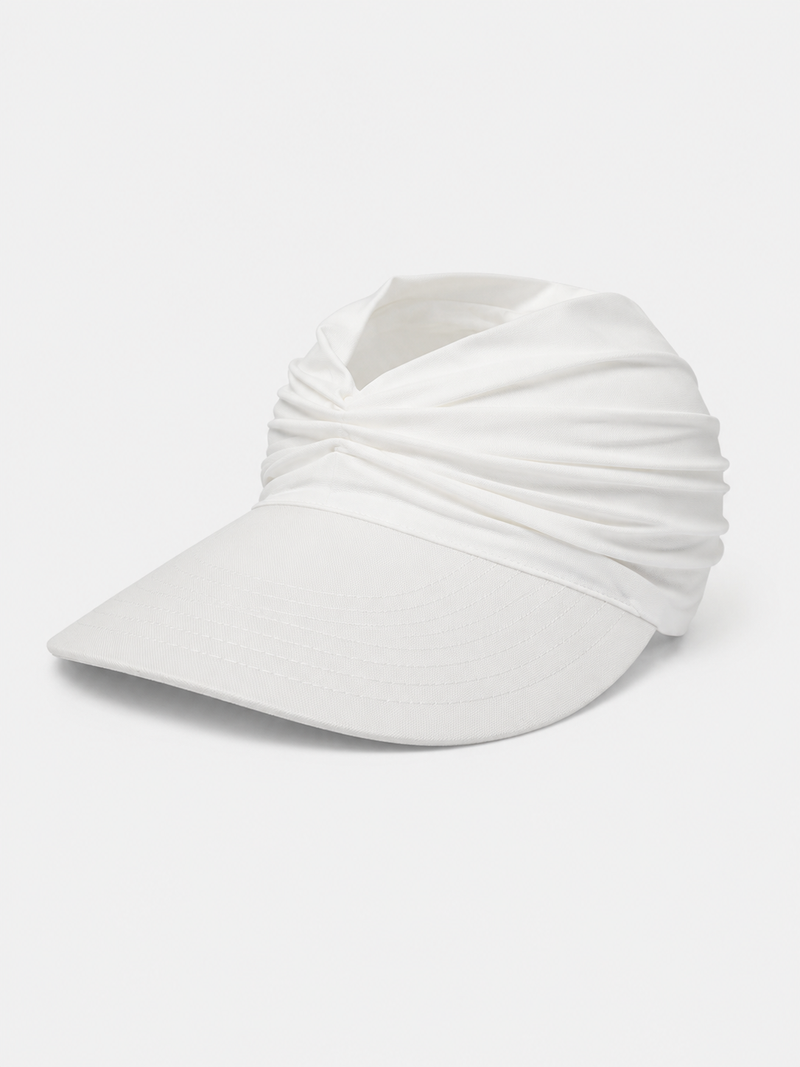 Women’s Sun Visor Hat with Wide Brim-Stilenza-White-Stilenza