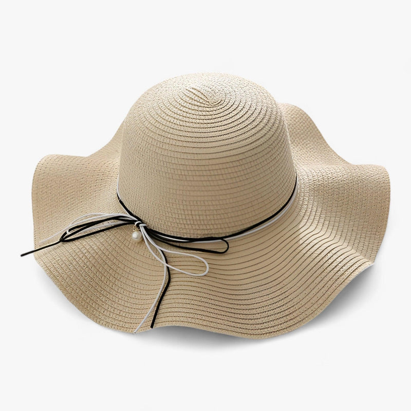 Women’s Wide Brim Sun Hat with Bow Detail-Stilenza-Beige-One size-Stilenza