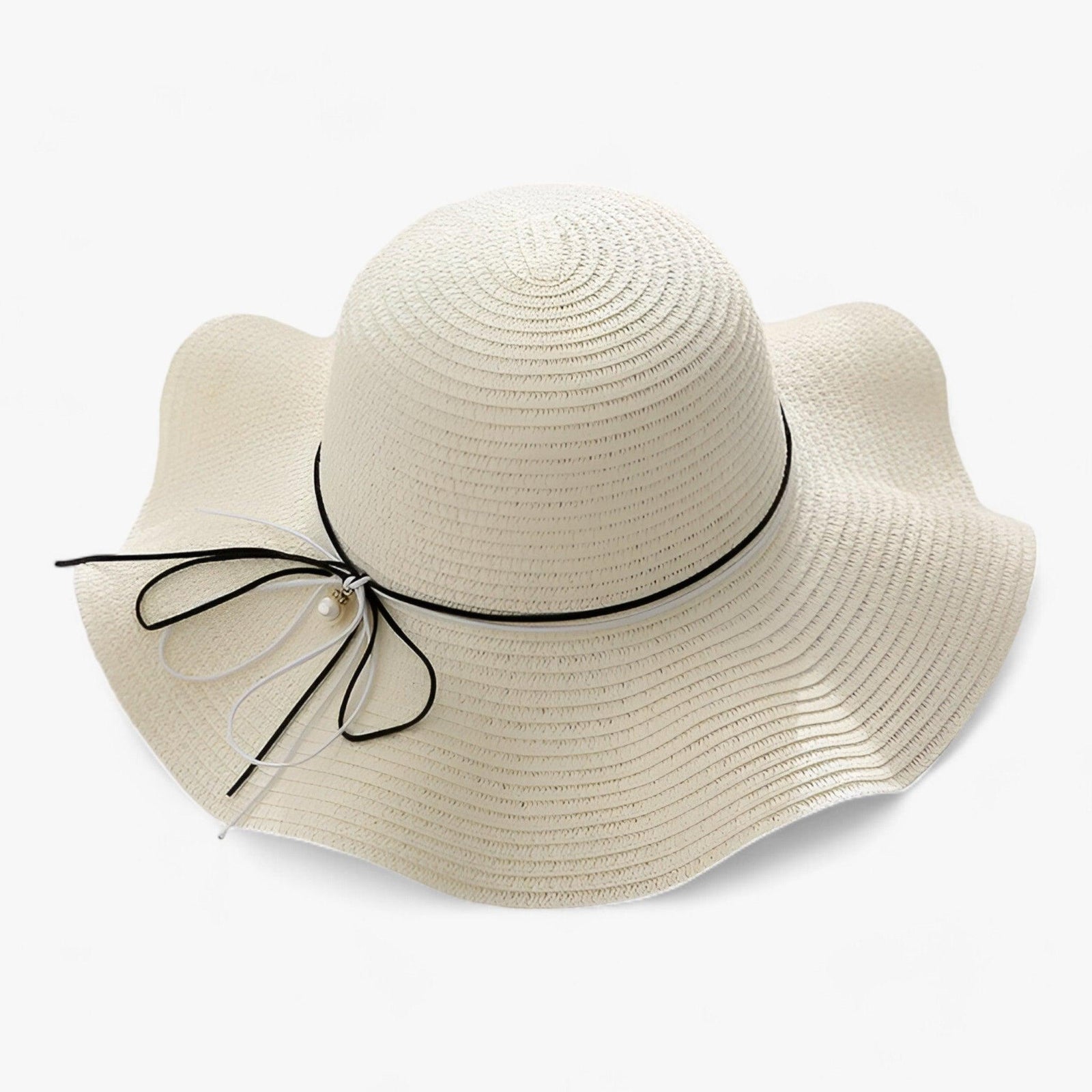 Women’s Wide Brim Sun Hat with Bow Detail-Stilenza-Cream-One size-Stilenza