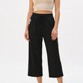 Women’s Wide Leg Capri Pants with Pockets-Yoga Pants-Stilenza-Black-S-Stilenza