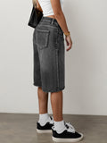 Women’s Wide Leg Denim Bermuda Shorts-Stilenza-Stilenza