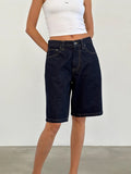 Women’s Wide Leg Denim Jorts-Stilenza-Navy Blue-S-Stilenza