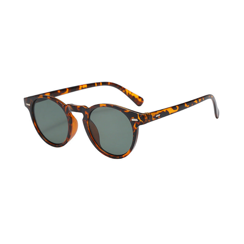 Animal Print Keyhole Bridge Classic Round Sunglasses - Photo 9
