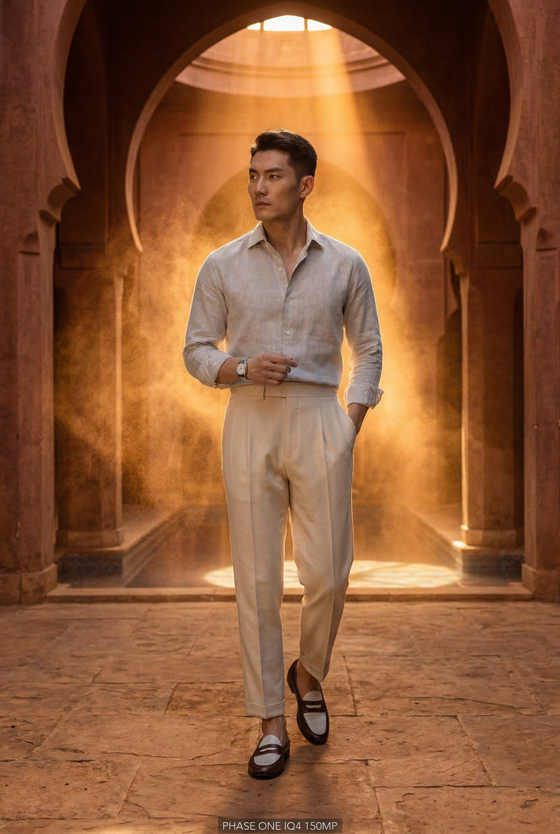 Apricot Double Pleat High-waisted Tailored Trousers with Side Adjusters - Pleated trousers - Photo 3