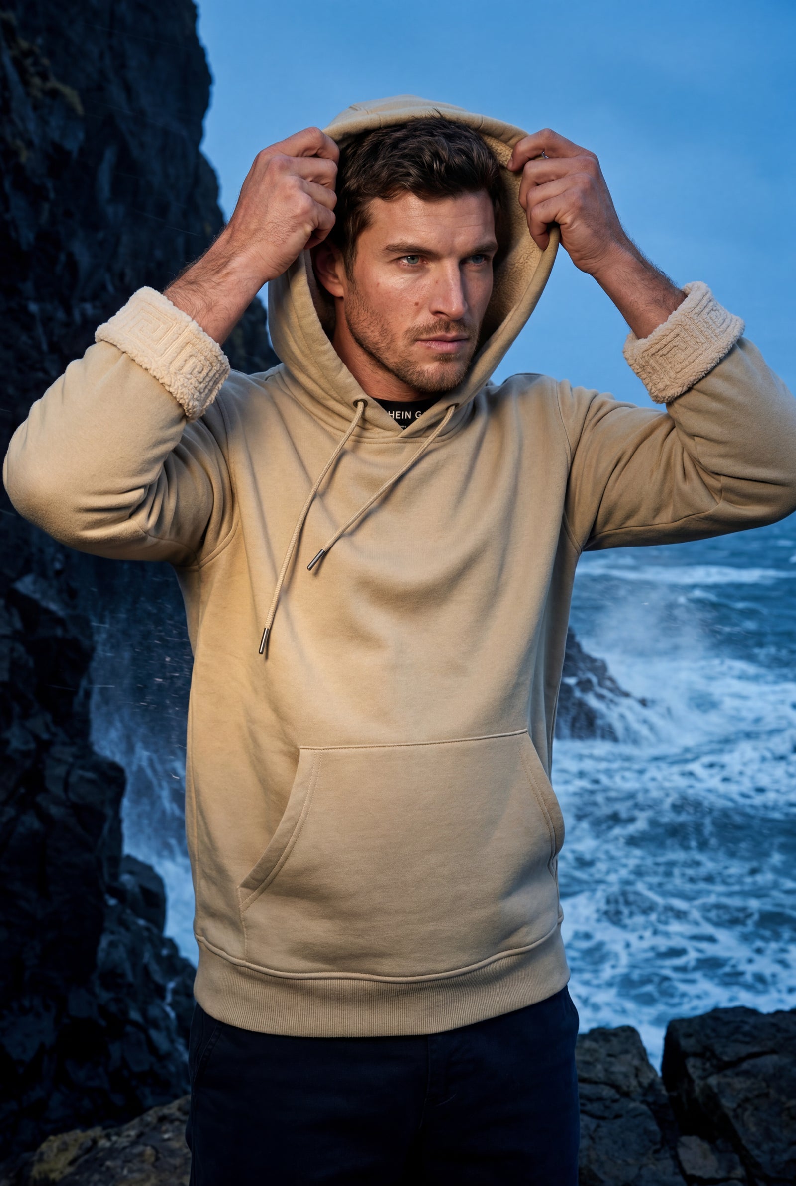 Khaki Lined Regular Fit Pullover Pocket Hoodie - Fleece lined hoodie - Photo 12