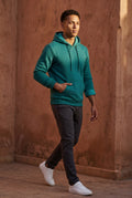 Turquoise Lined Regular Fit Pullover Pocket Hoodie - Fleece lined hoodie - Photo 18