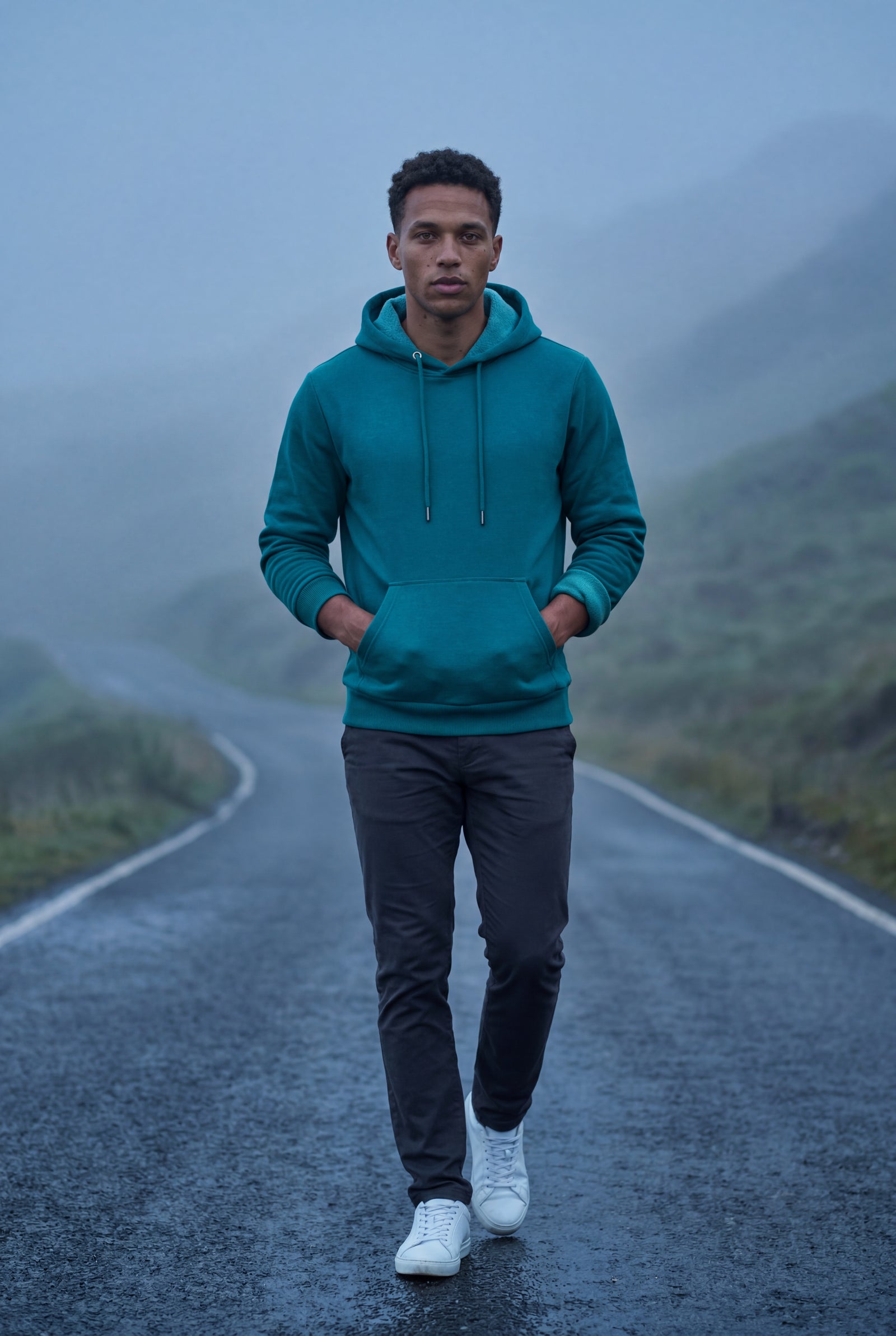 Turquoise Lined Regular Fit Pullover Pocket Hoodie - Fleece lined hoodie - Photo 23