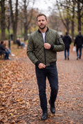 Men's Jacket Diamond Pattern in Army Green — secondary lifestyle