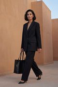 Black Oversized Tailored Single-breasted Blazer with Notched Lapels - Oversized blazers - Photo 7