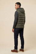 Army Green Quilted Hooded Puffer Vest with Zip Pockets - Hooded vests - Photo 3