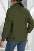 Sherpa Snap-Front Bomber Jacket in Army Green — back
