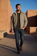 Gray Stand Collar Zip-front Classic Bomber Jacket - Photo 6