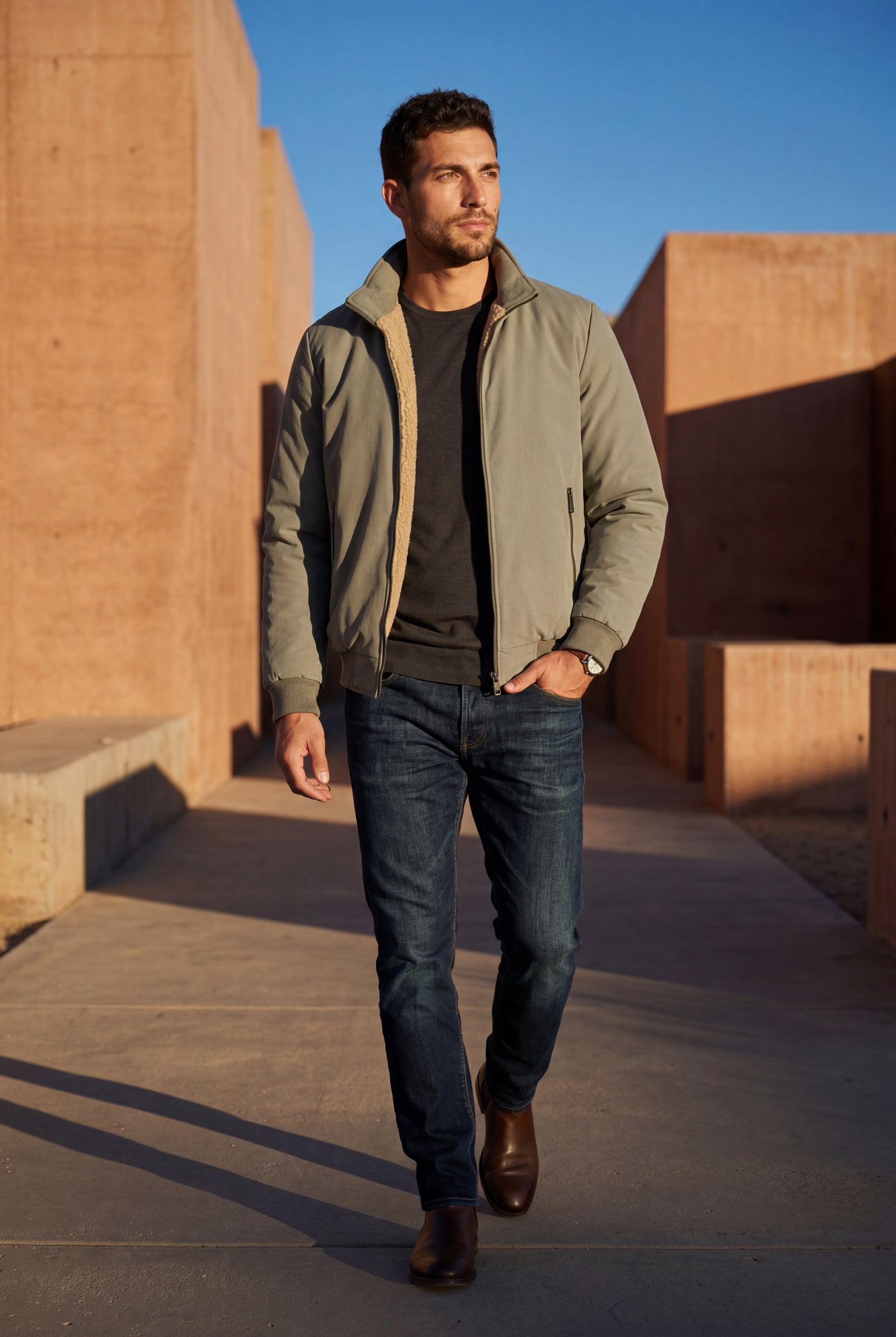 Gray Stand Collar Zip-front Classic Bomber Jacket - Photo 6