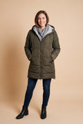 Women's Winter Coat Adjustable Hood in Army Green — coat studio