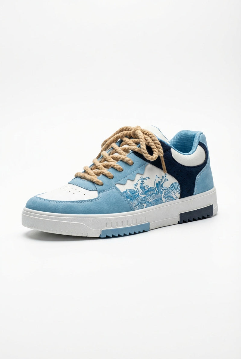 Artistic Wave Print Rope Lace Low-top Sneakers - Photo 2
