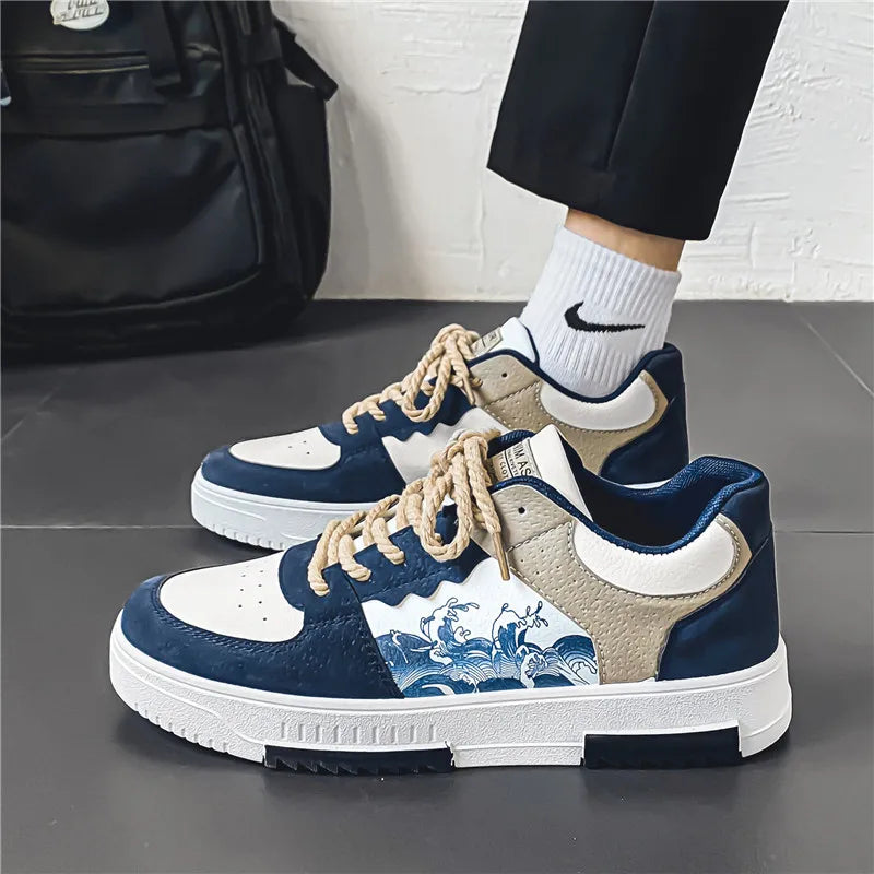 Artistic Wave Print Rope Lace Low-top Sneakers - Photo 9