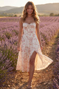 Sweetheart Neckline Floral A-line Midi Dress - Wedding guest dress - Photo 13
