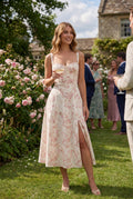 Sweetheart Neckline Floral A-line Midi Dress - Wedding guest dress - Photo 14