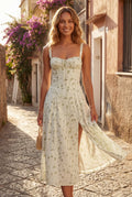 Mint Green Sweetheart Neckline Floral A-line Midi Dress - Wedding guest dress - Photo 6