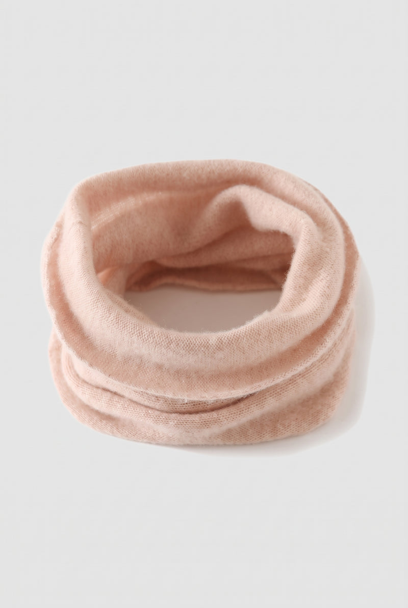 Cashmere Neck Gaiter in Baby Pink — studio front