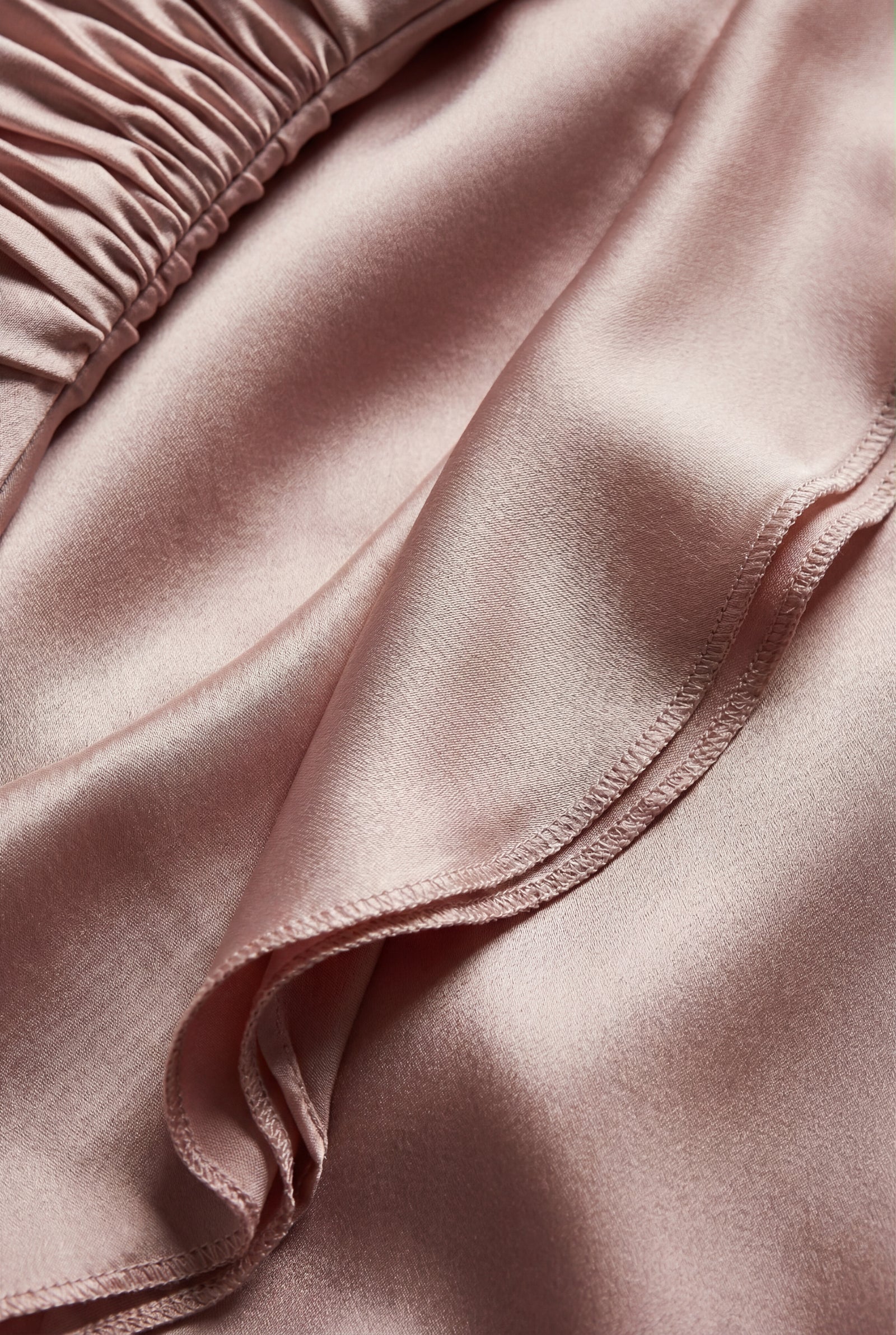 Baby Pink Cowl Neck Ruffle Evening Gown with Cross-back Straps - Photo 4