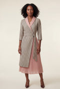 Baby Pink Pleated Wrap Blazer Dress with Three-quarter Sleeves - Photo 1