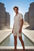 White Relaxed Short Sleeve Shirt and Drawstring Shorts Set - Summer set - Photo 11