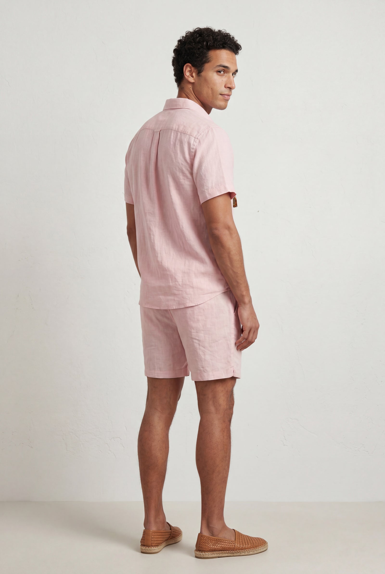 Baby Pink Relaxed Short Sleeve Shirt and Drawstring Shorts Set - Summer set - Photo 5