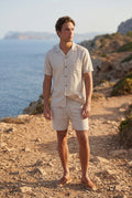 Beige Relaxed Short Sleeve Shirt and Drawstring Shorts Set - Summer set - Photo 6