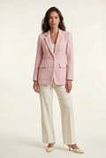 Baby Pink Textured Classic Lapel Single-breasted Tailored Blazer - Tailored blazers - Photo 1