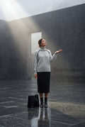 Gray Balloon Sleeve Oversized High Neck Sweater with Piping - Oversized sweater - Photo 15
