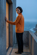 Orange Balloon Sleeve Oversized High Neck Sweater with Piping - Oversized sweater - Photo 6