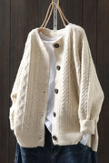 Cable-Knit Button Cardigan in Beige — Stilenza main image