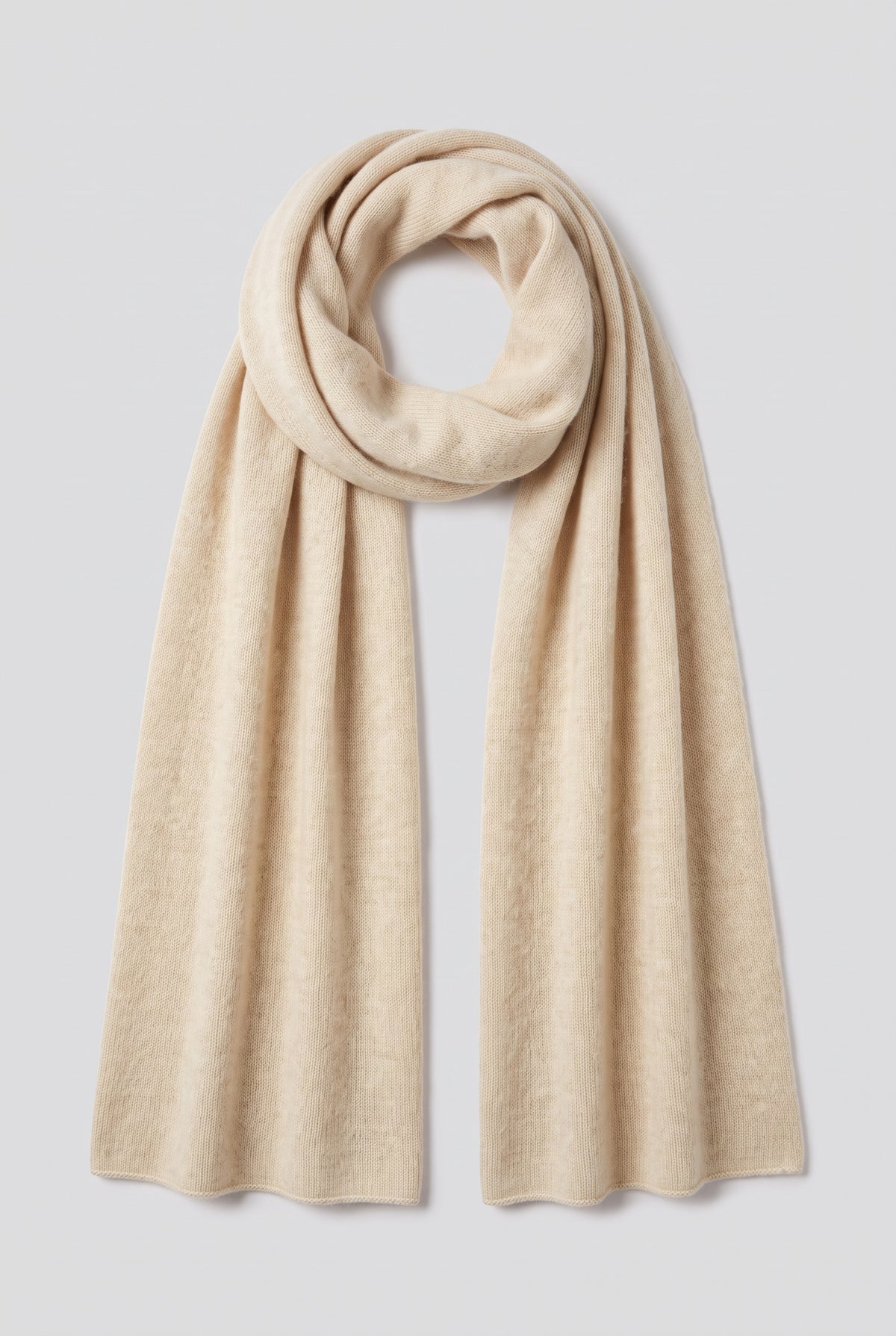 Cashmere Wrap Scarf in Beige — studio front