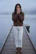 Brown Chunky Cable Oversized Button Cardigan Sweater - Oversized sweater - Photo 5