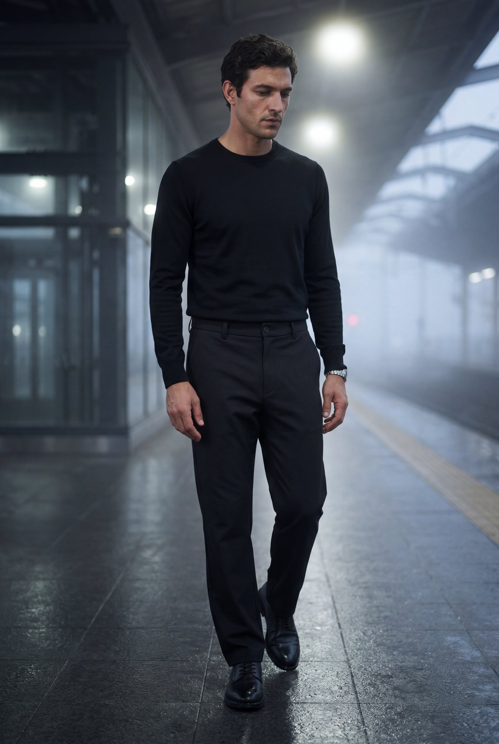Black Classic Straight Leg Chino Trousers with Tailored Detailing - Photo 10